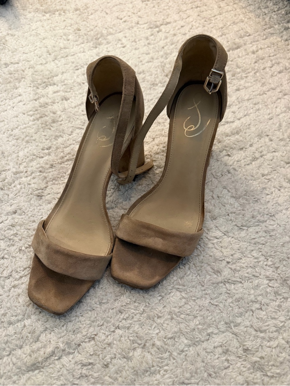 Sam Edelman Tan Suede Ankle-Strap Heels